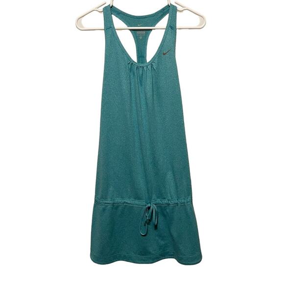 Nike Light Blue Dri Fit Long Tank Top w Drawstring at waist - Picture 1 of 7